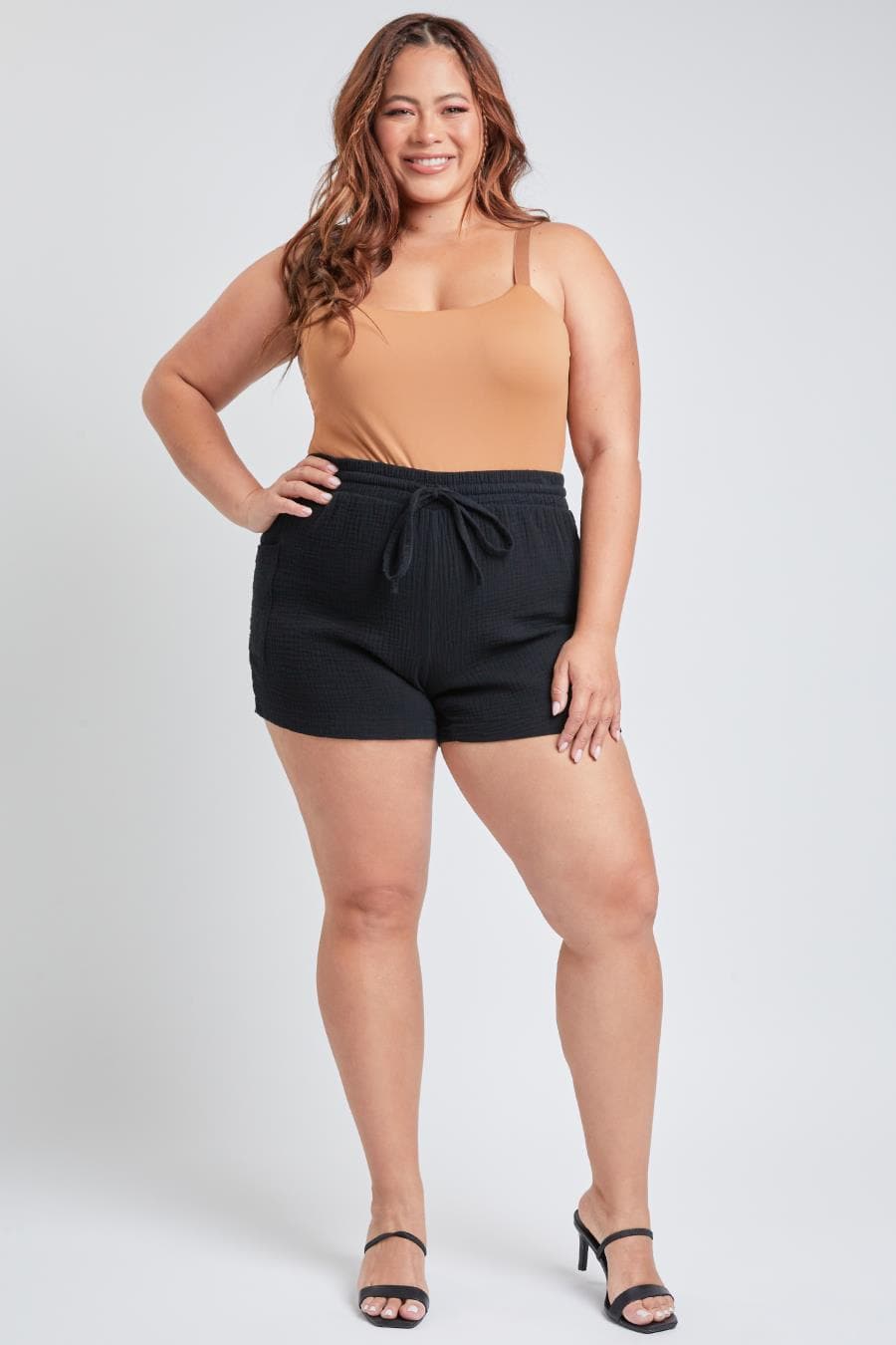 Women's Plus Size Cotton Shorts With Side Patch Pocket