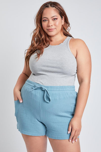 Women's Plus Size Cotton Shorts With Side Patch Pocket