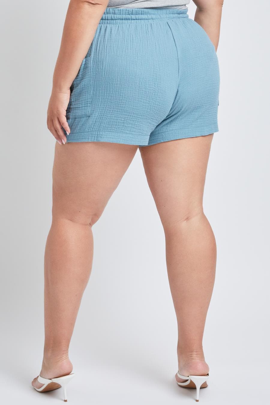 Women's Plus Size Cotton Shorts With Side Patch Pocket