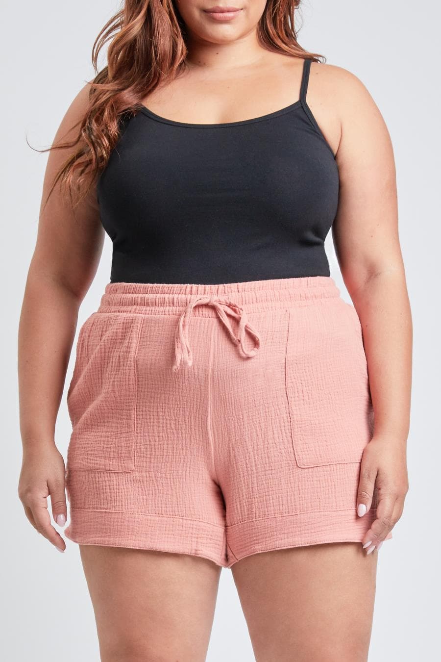 Women's Plus Double Gauze Shorts With Banded Hem