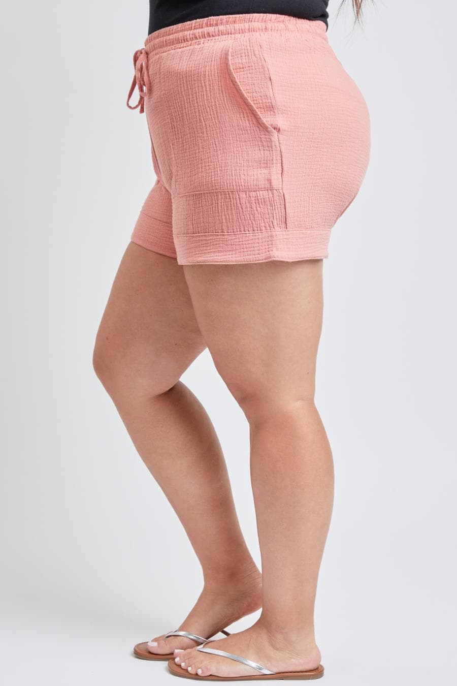 Women's Plus Double Gauze Shorts With Banded Hem