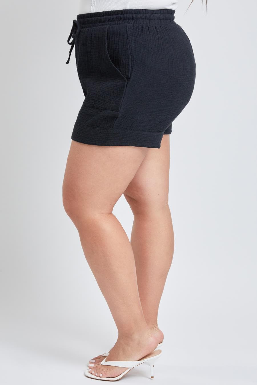 Women's Plus Double Gauze Shorts With Banded Hem