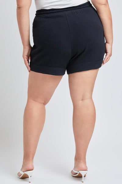 Women's Plus Double Gauze Shorts With Banded Hem