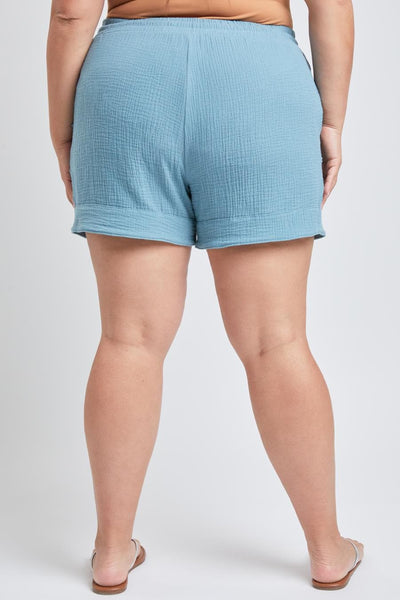 Women's Plus Double Gauze Shorts With Banded Hem