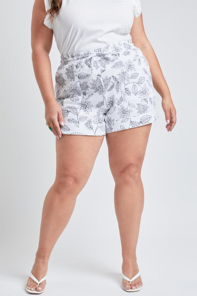 Women's Plus Double Gauze Shorts With Banded Hem