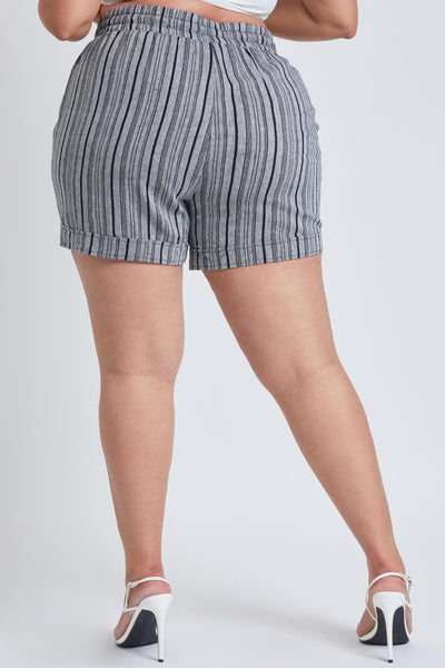 Women's Plus Drawstring Waistband Linen Shorts