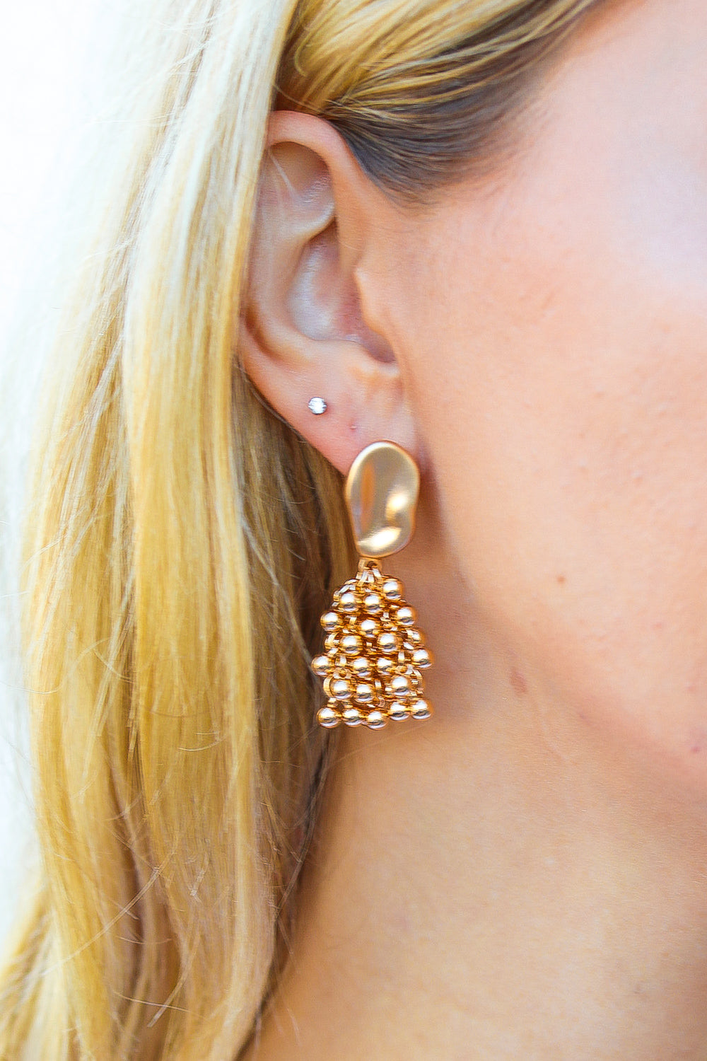 Gold Statement Pom Pom Dangle Earrings - Sybaritic Bags & Clothing
