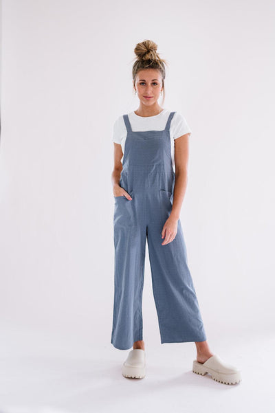 Cody Overall Jumpsuit in Dusty Blue