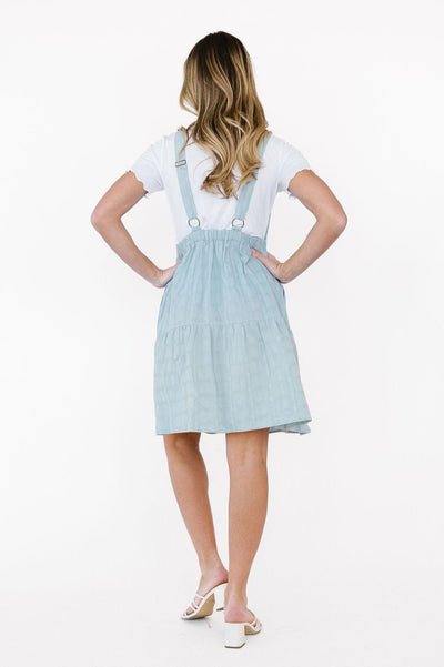 Shay Overall Dress in Light Blue