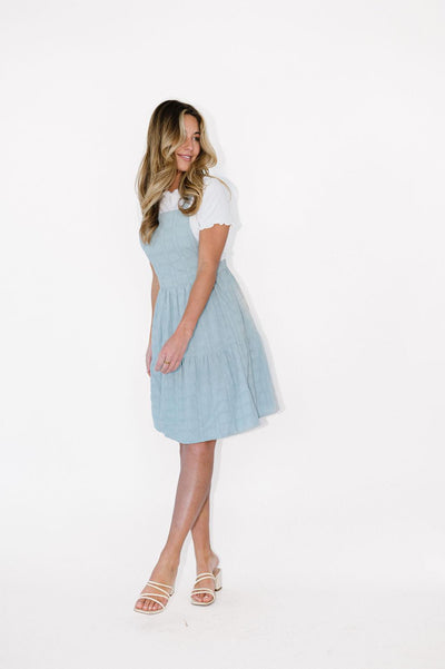 Shay Overall Dress in Light Blue