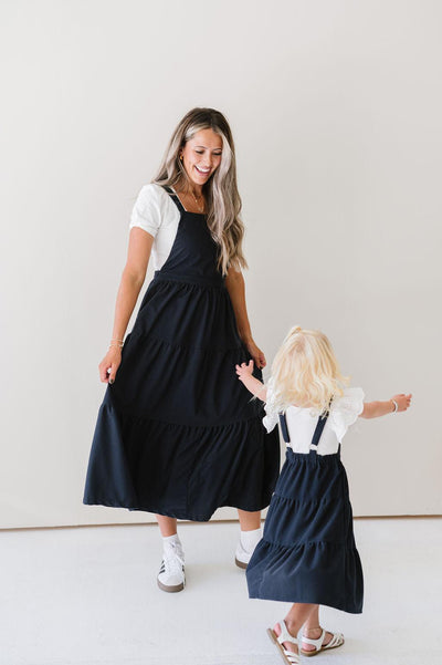 Shay Overall Dress in Navy Blue - Kids