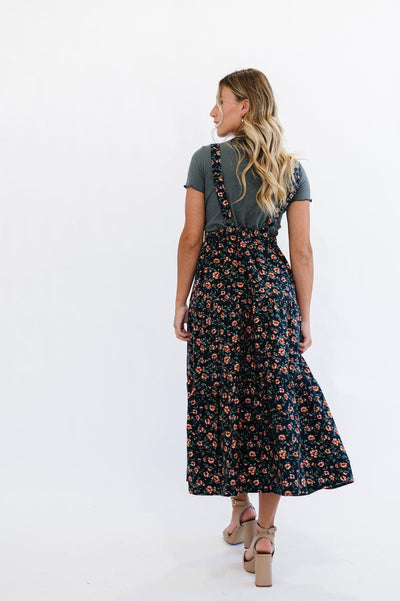 Shay Overall Dress in Floral Navy