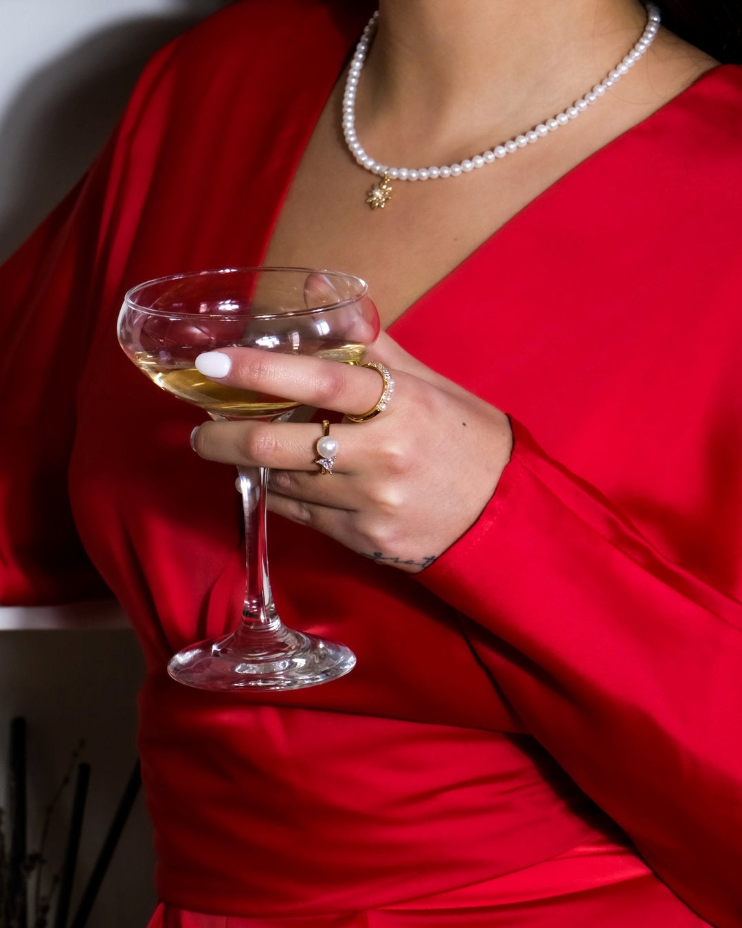 Evelyn CZ & Pearl Eternity Band Ring