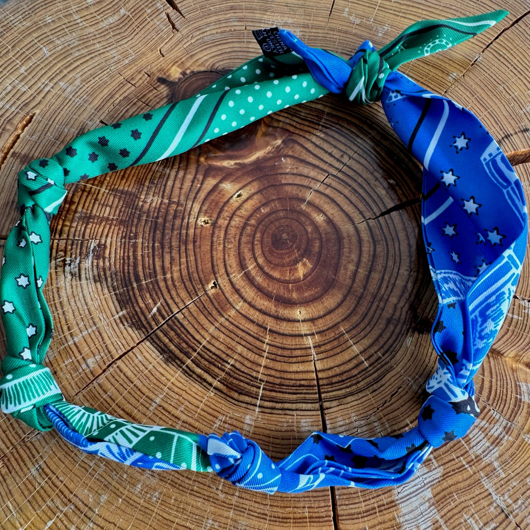 GEMELLI | KNOTTED BANDANA SCARF NECKLACE - BLUE & GREEN