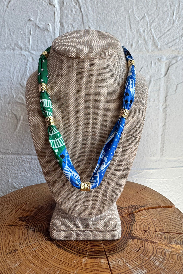 GEMELLI | BANDANA SCARF NECKLACE - GREEN & BLUE