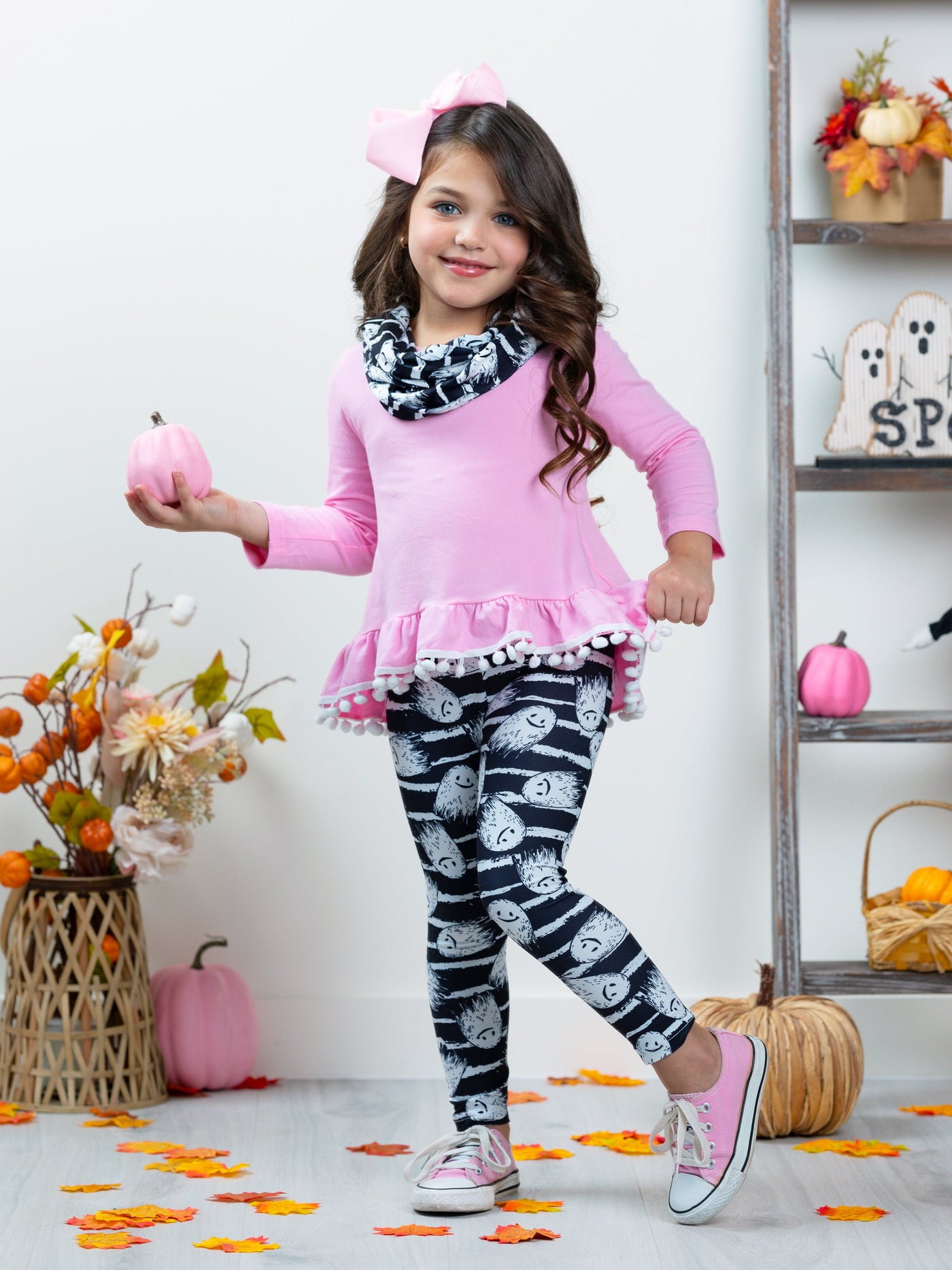 Unspookable Hi-Lo Tunic, Leggings and Scarf Set