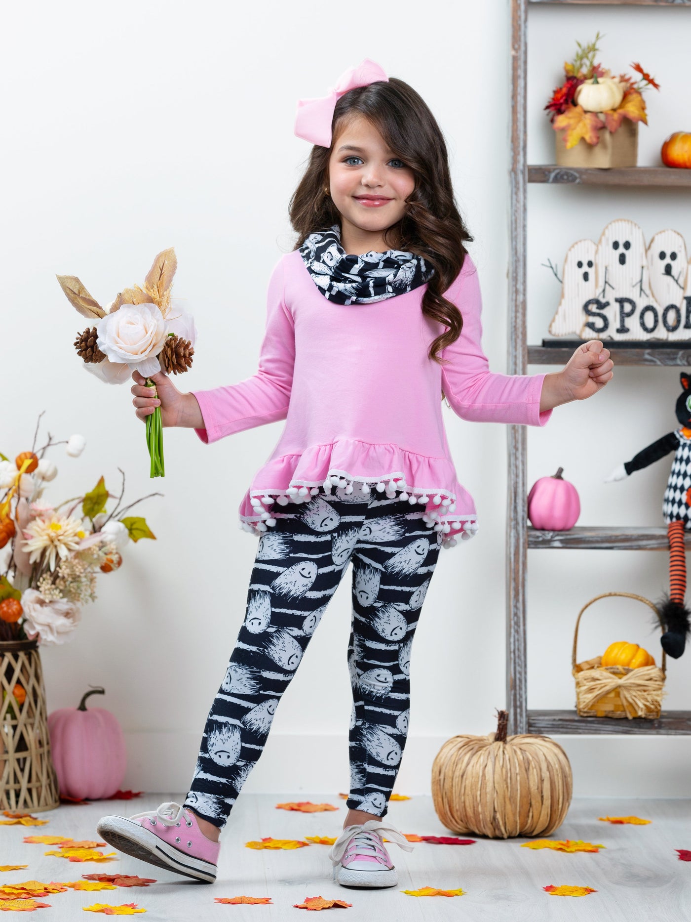 Unspookable Hi-Lo Tunic, Leggings and Scarf Set