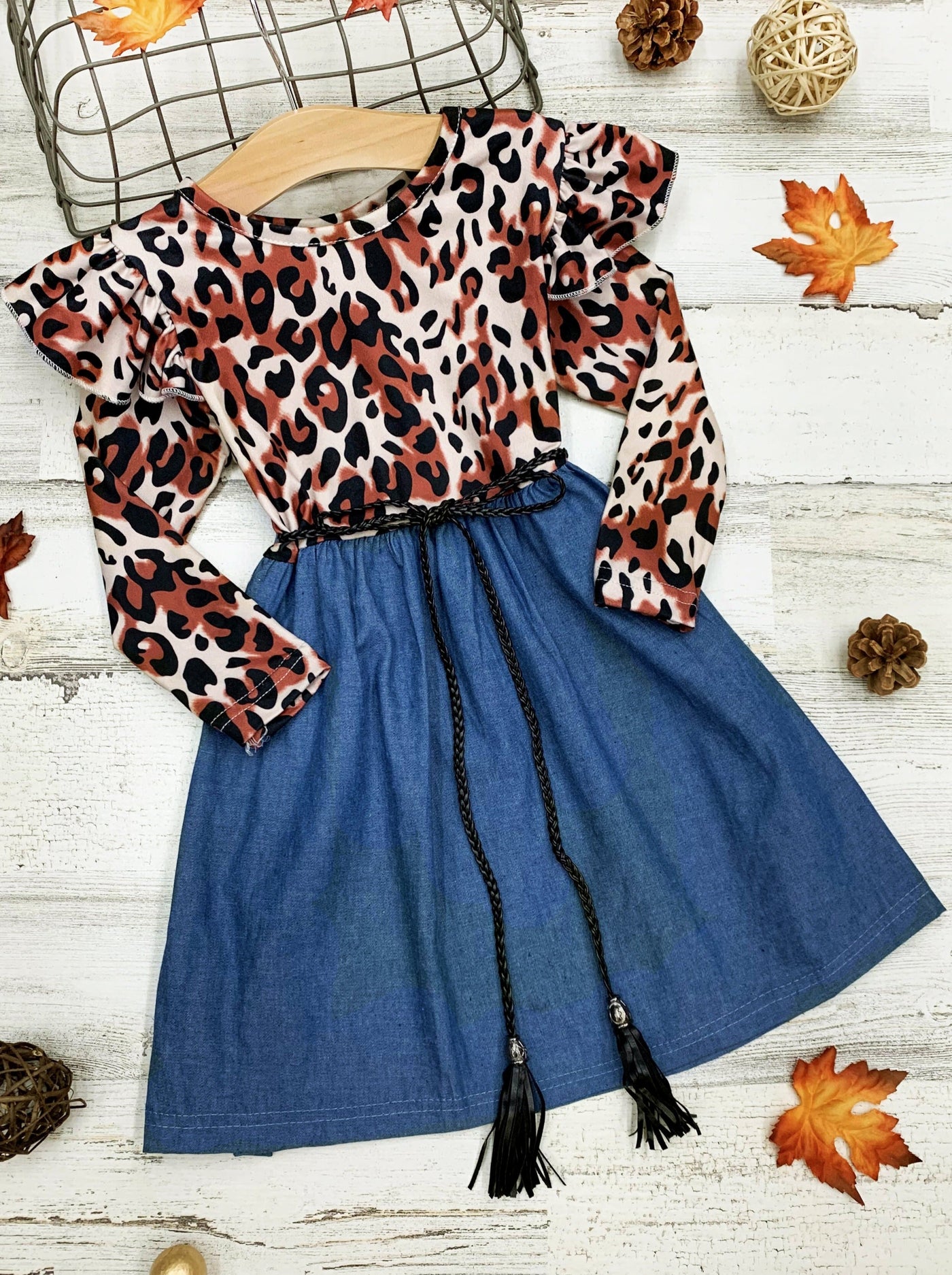 Fierce and Fab Leopard Denim Dress