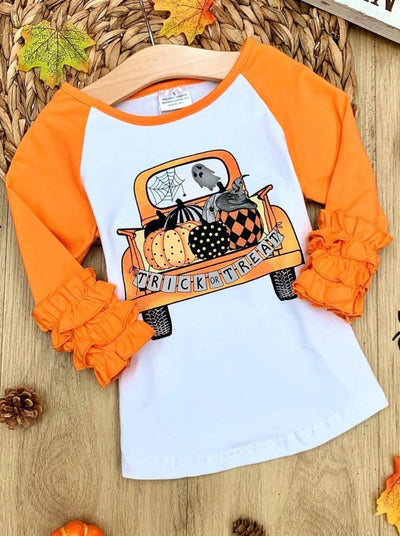 Pumpkin Pick-Up Ruffle Cuff Raglan Top