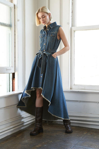 ROMANTIC ANGEL DENIM MIDI DRESS