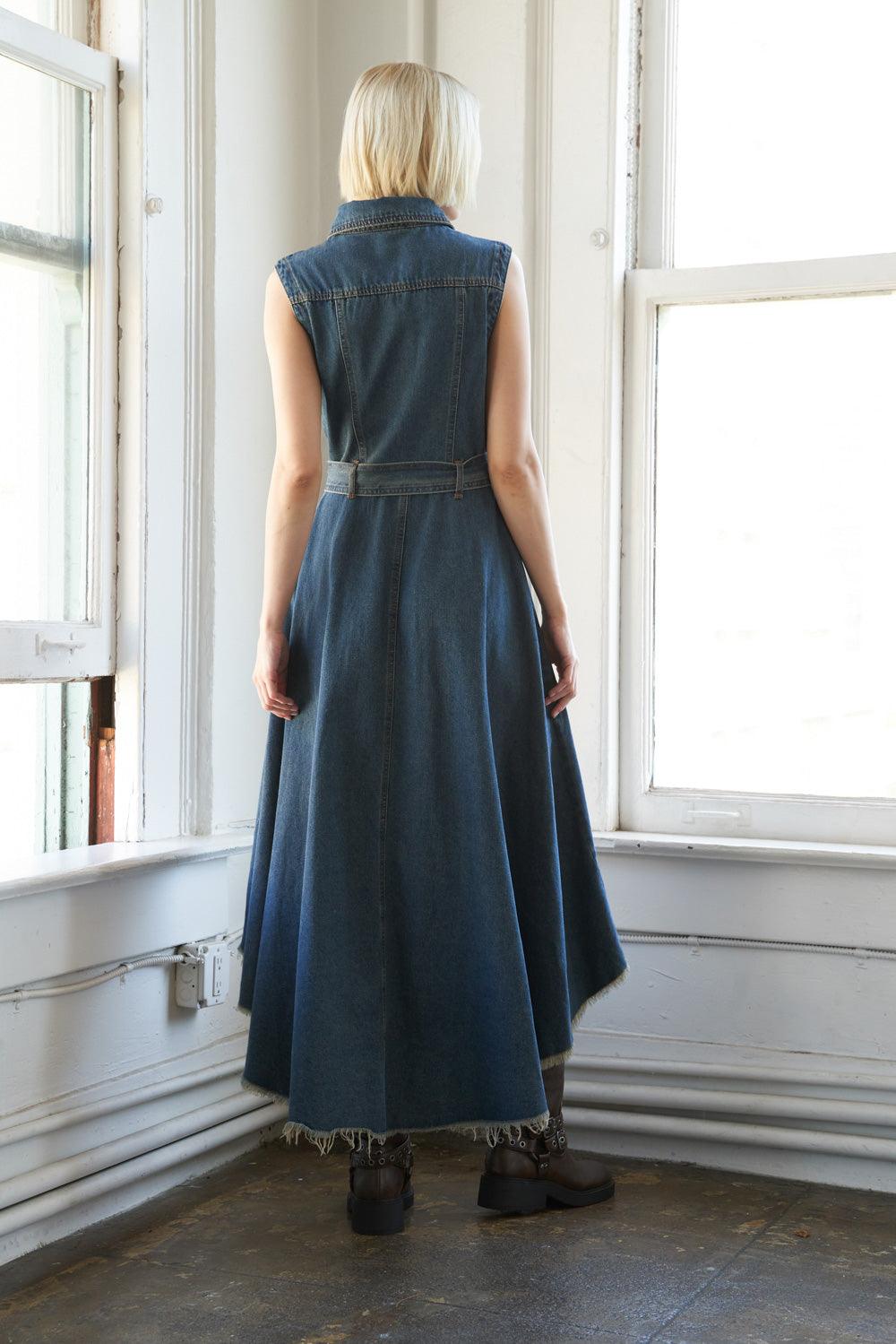 ROMANTIC ANGEL DENIM MIDI DRESS