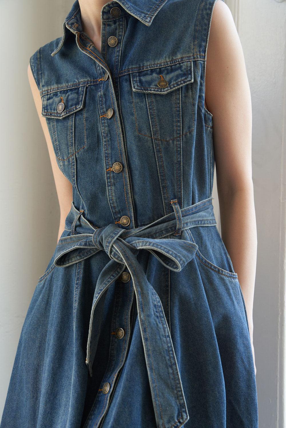 ROMANTIC ANGEL DENIM MIDI DRESS