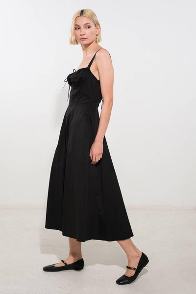 Black Oceanic Opulence woven midi dress, side view