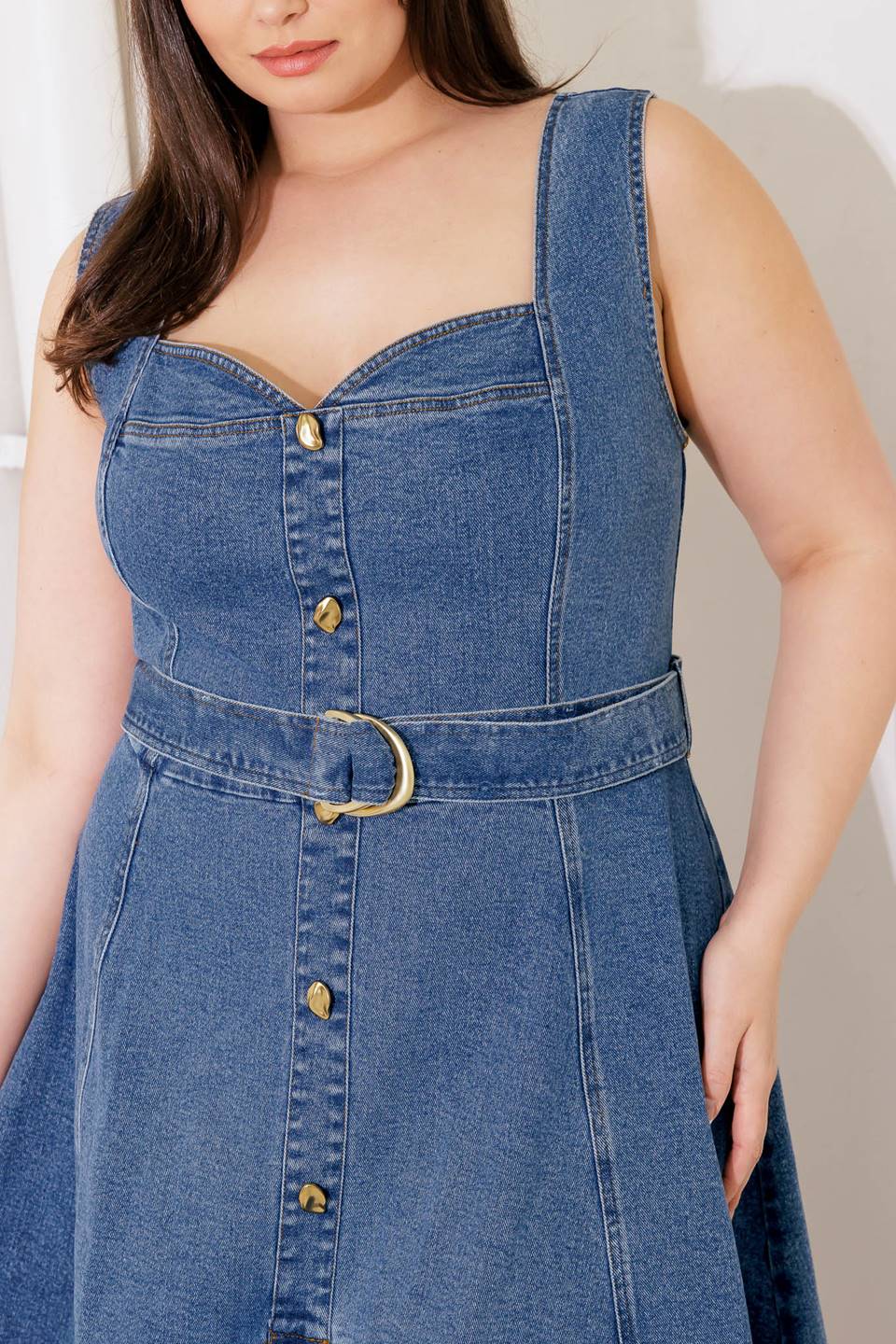 PRETTIEST BEHAVIOR DENIM MIDI DRESS