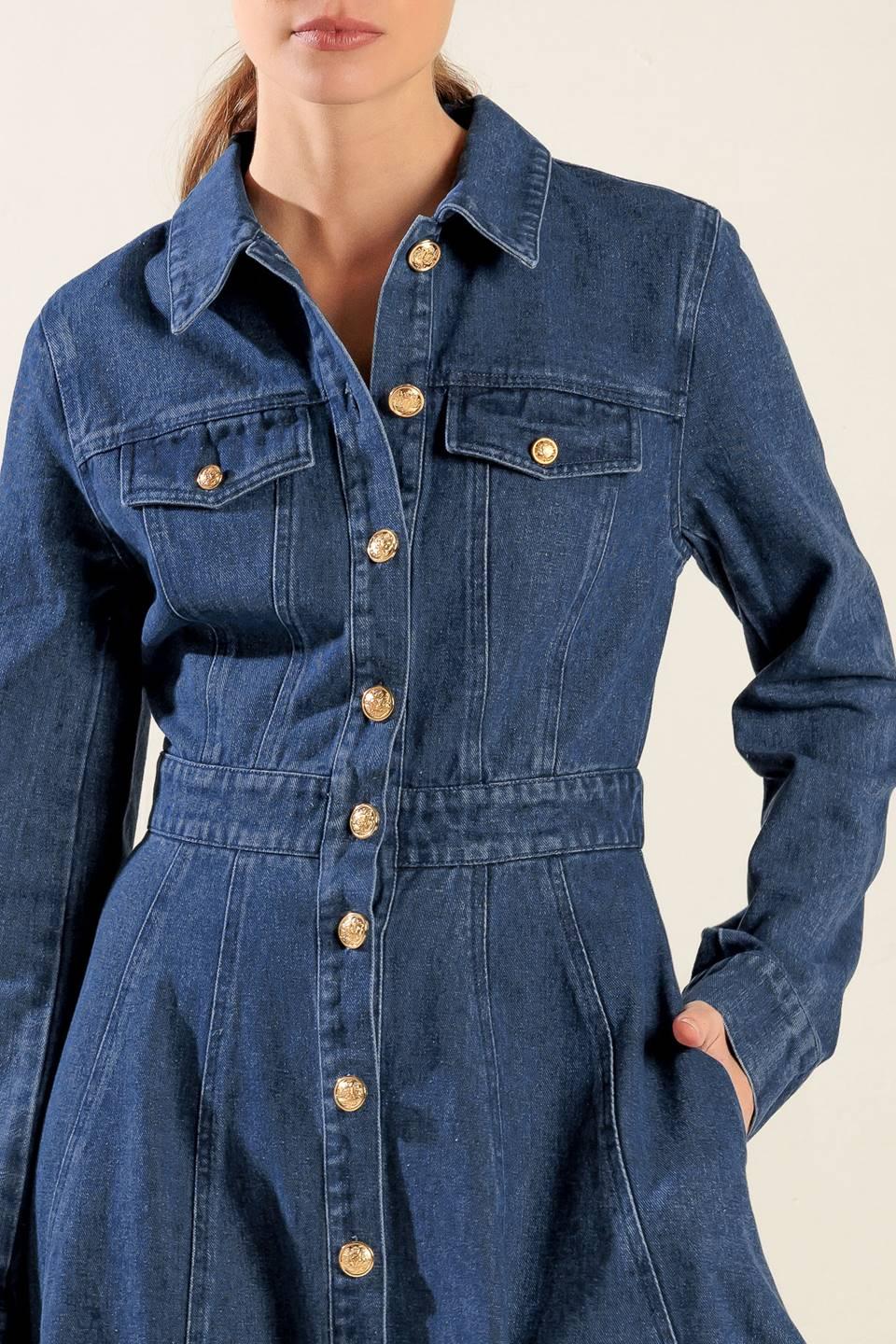 DRIFTING THOUGHTS DENIM MIDI DRESS