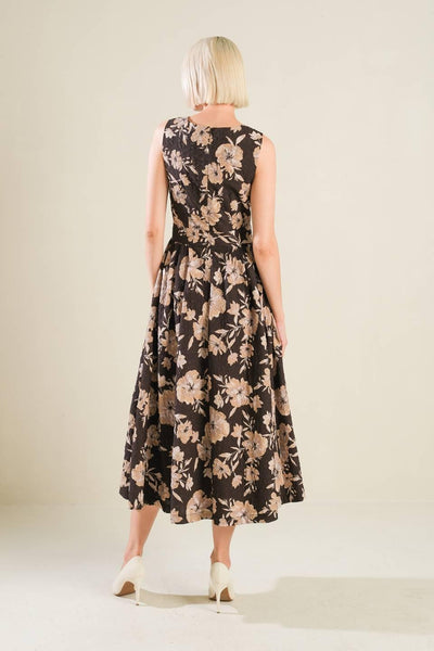 Ventura Vision woven midi dress, floral pattern, back view