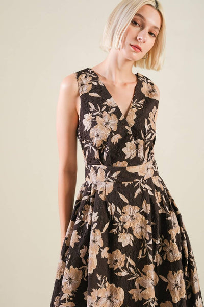 Close-up of Ventura Vision woven midi dress, floral design