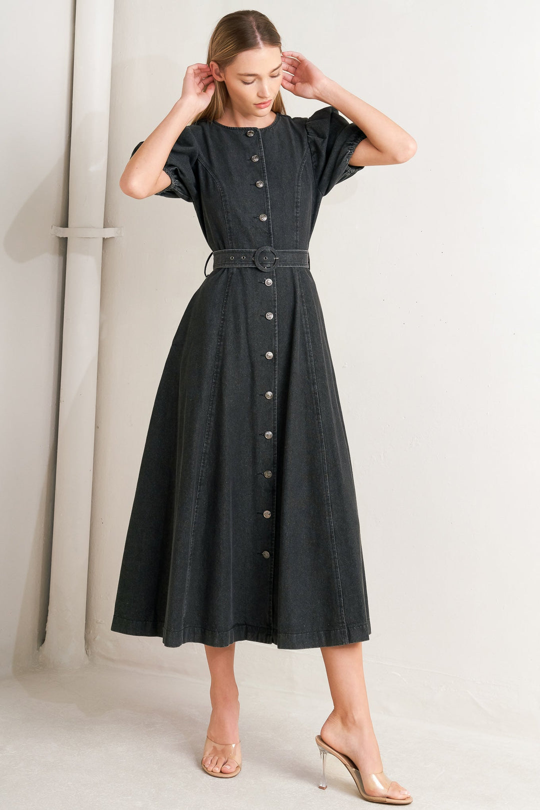 IN MY MIND DENIM MIDI DRESS