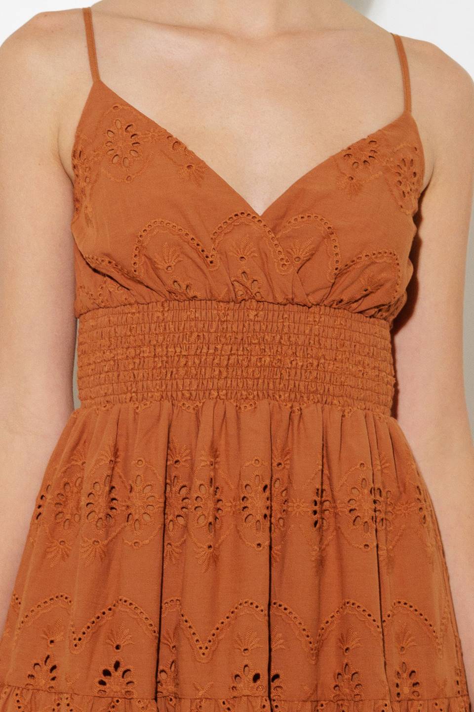 LUMINOUS BLISS WOVEN EYELET MIDI DRESS