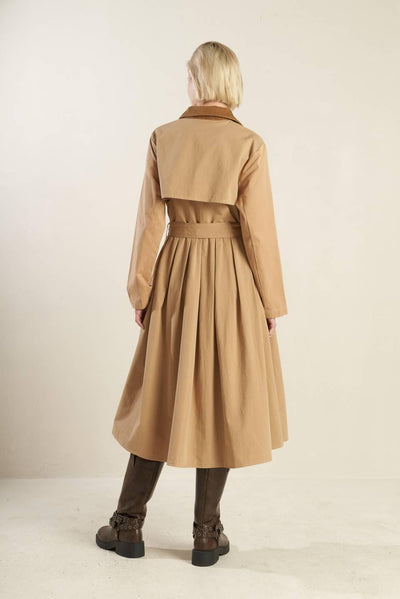 FALLING LEAVES WOVEN MIDI TRENCH COAT