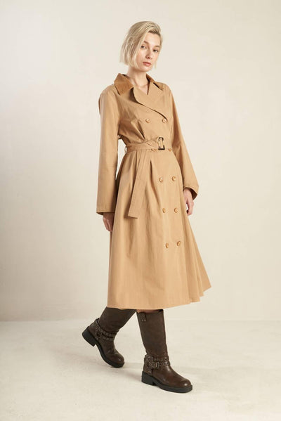 FALLING LEAVES WOVEN MIDI TRENCH COAT