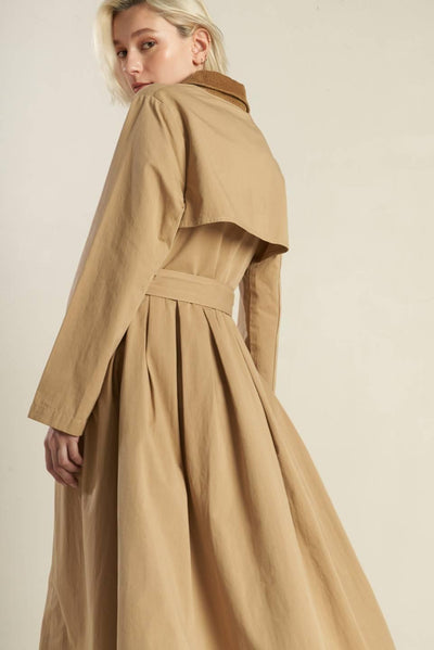 FALLING LEAVES WOVEN MIDI TRENCH COAT