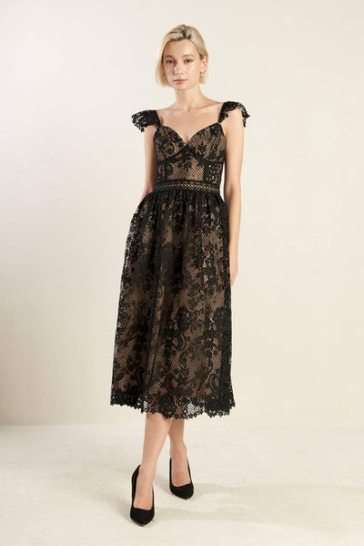 KNOW YOU BETTER LACE WOVEN MIDI DRESS