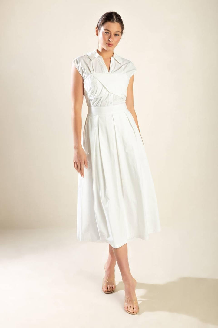 DREAMY IMPRESSION WOVEN MIDI DRESS
