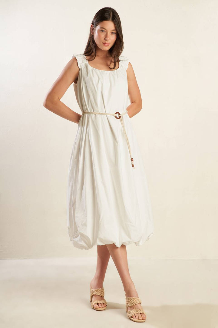 RIVERSIDE SIPS WOVEN MIDI DRESS