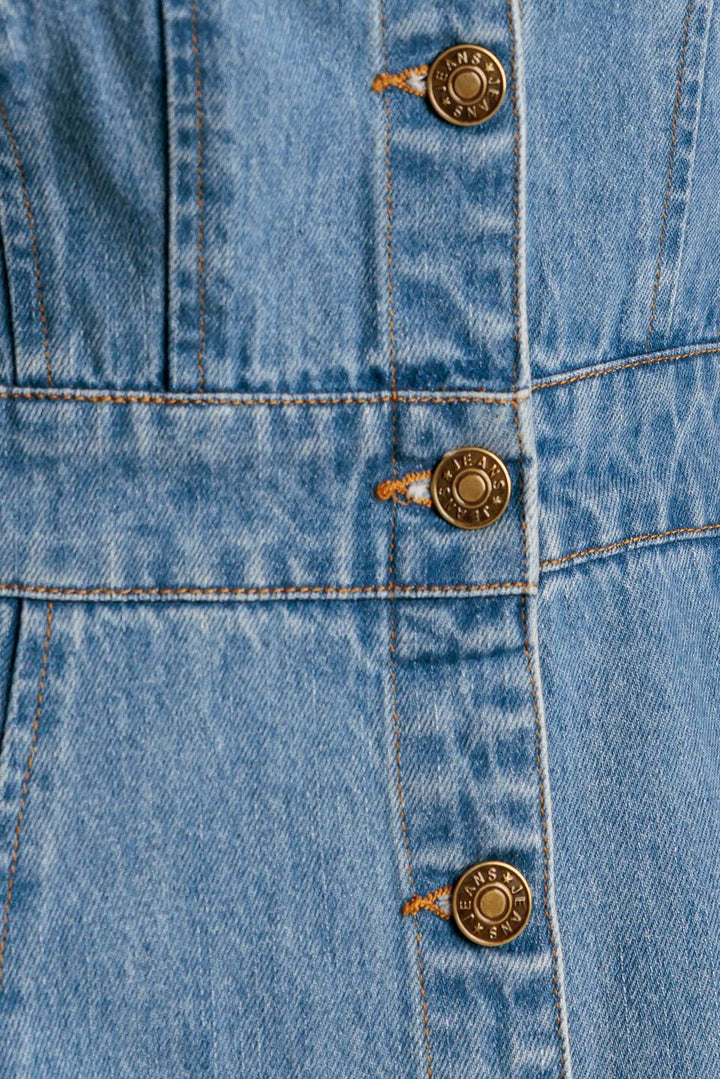 THE JOURNEY BEGINS BLUE DENIM MIDI DRESS