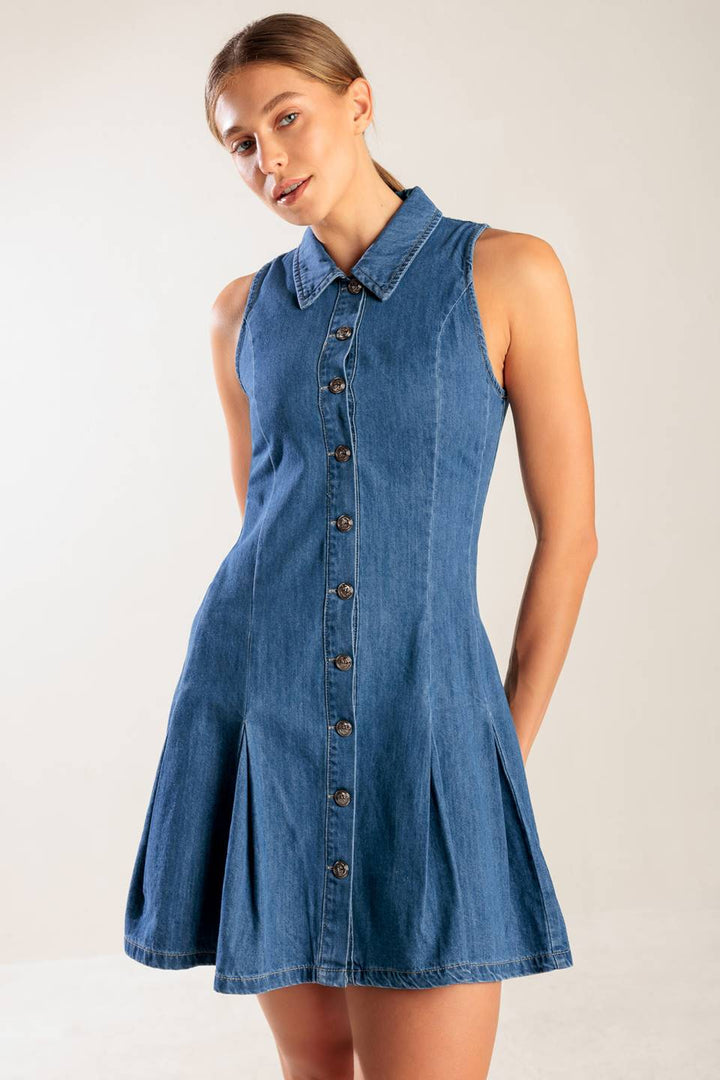 WHERE I WANT TO BE DENIM MINI DRESS