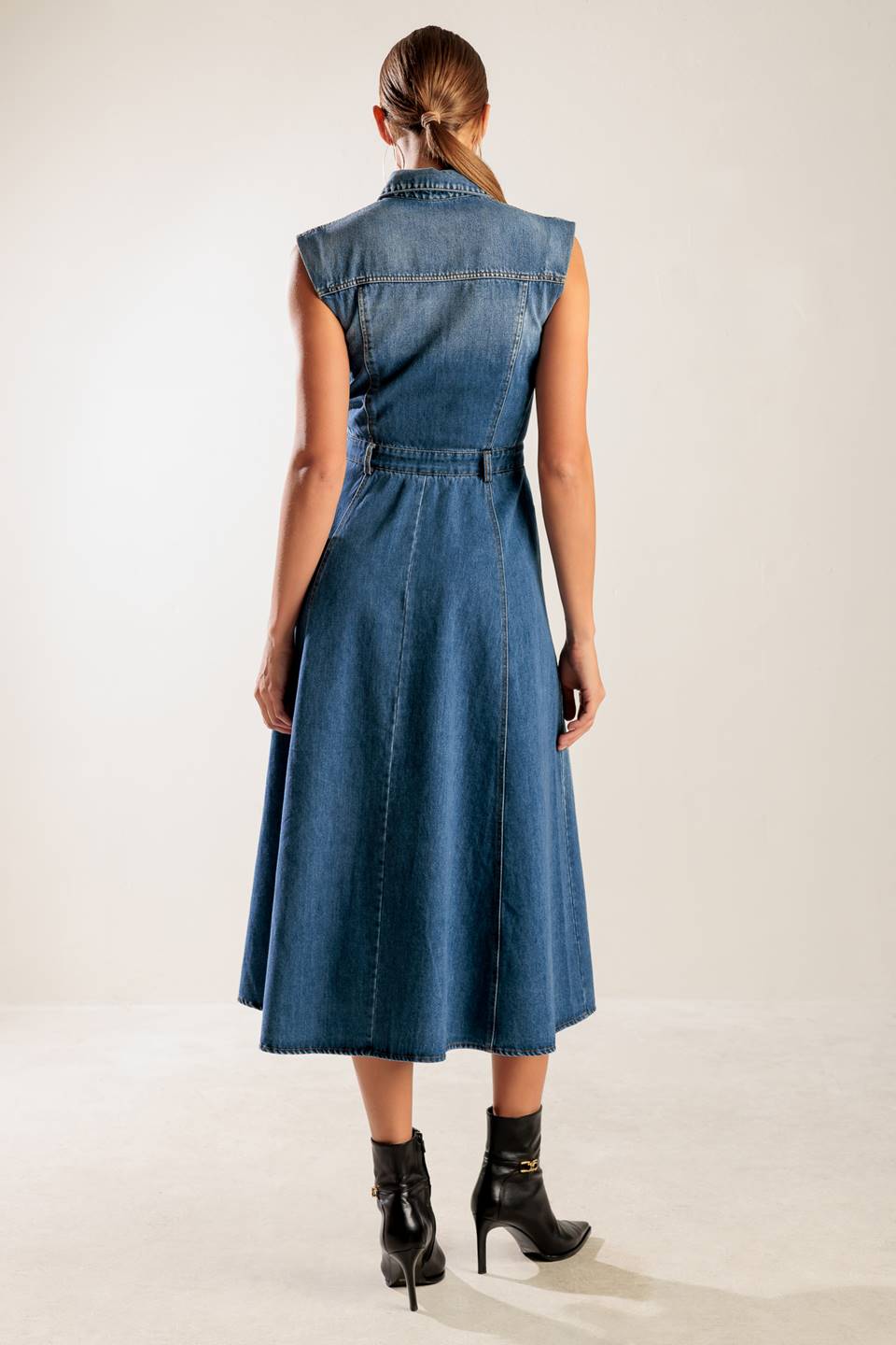 IN THE SAND SKY DENIM MIDI DRESS