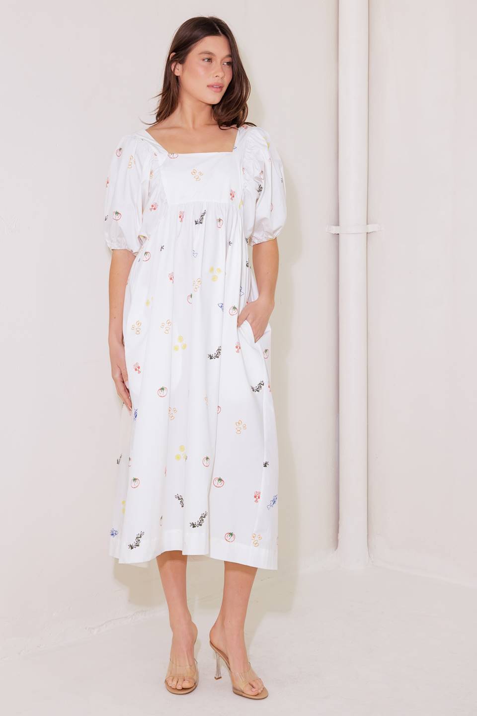 THE WORLD IS YOURS WOVEN MIDI DRESS