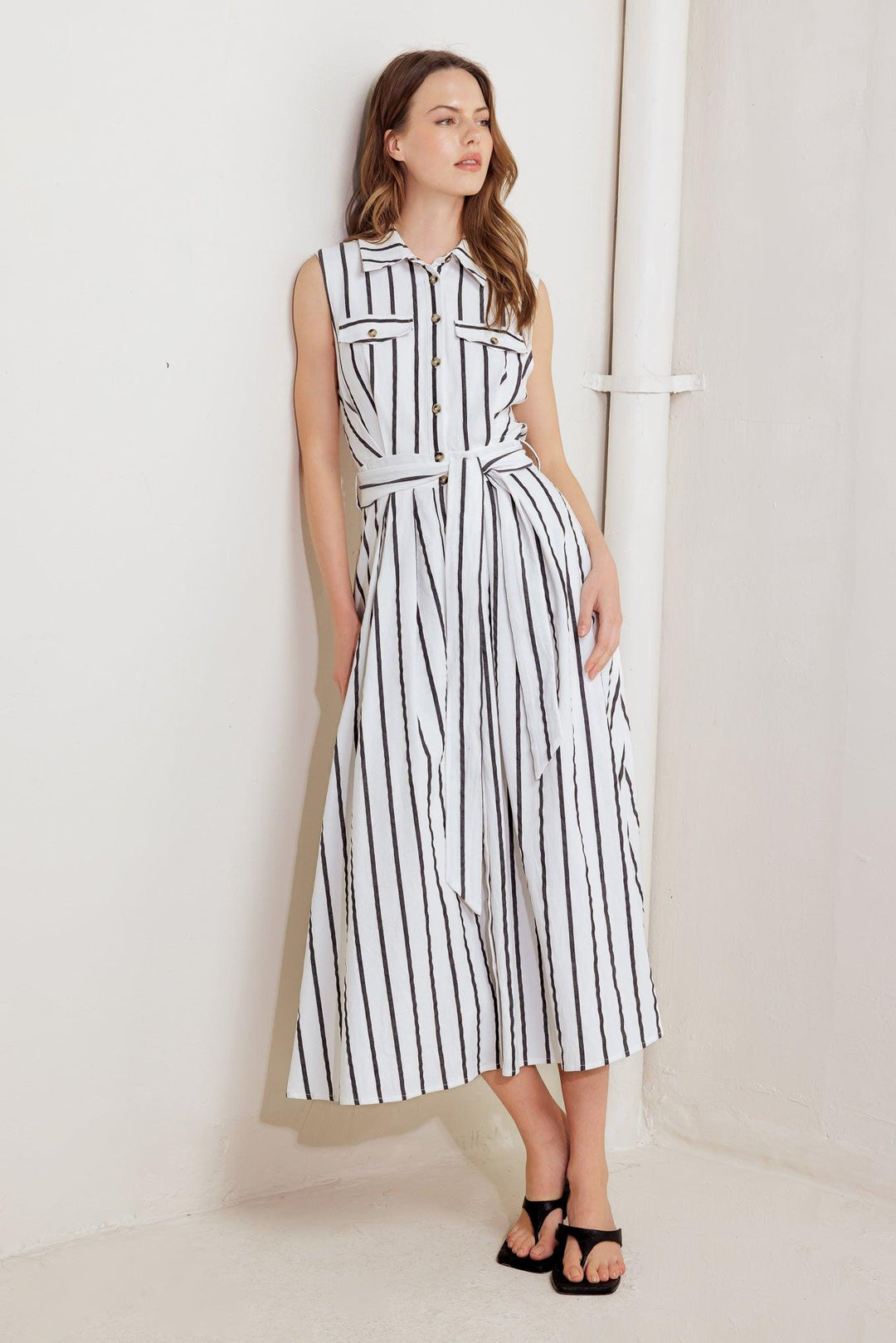 HUGS &amp; VANILLA CLOUDS WOVEN MIDI DRESS