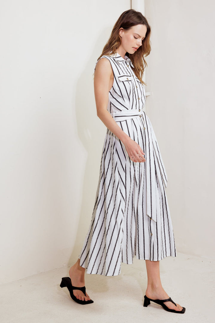 HUGS & VANILLA CLOUDS WOVEN MIDI DRESS
