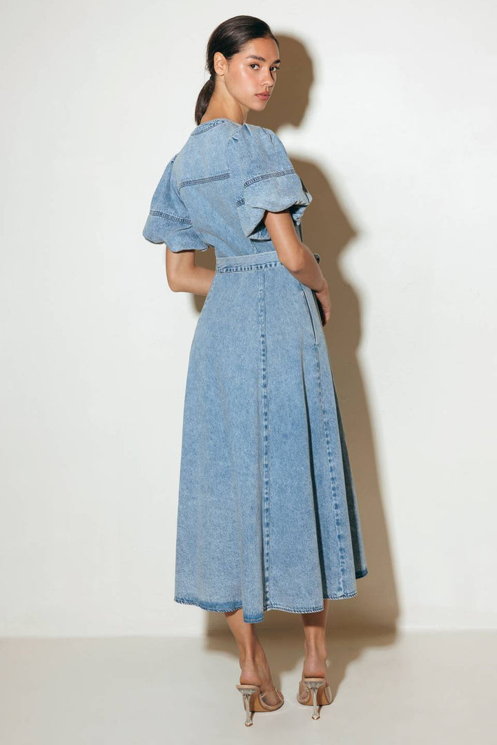 BAREFORM LIGHT DENIM MIDI DRESS