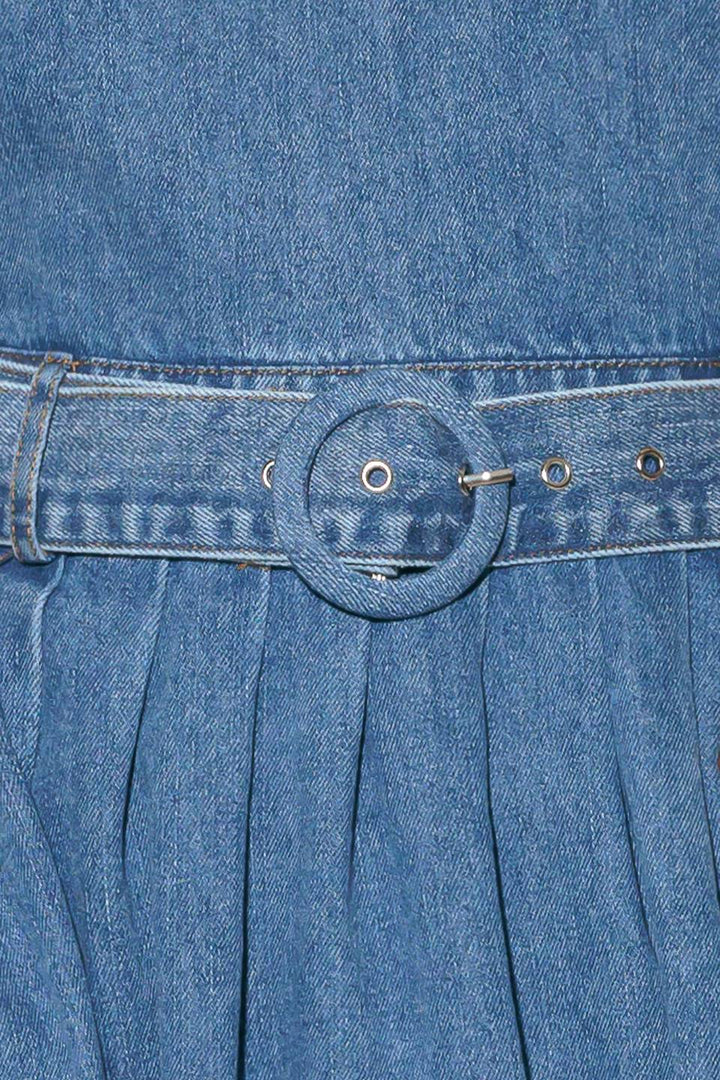 LAVENDER FIELDS DENIM MIDI DRESS