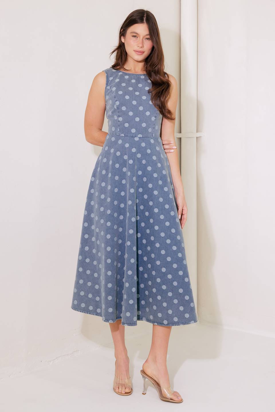 TOO SWEET TO ME DENIM MIDI DRESS