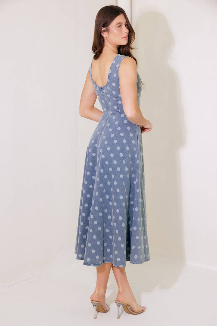 TOO SWEET TO ME DENIM MIDI DRESS