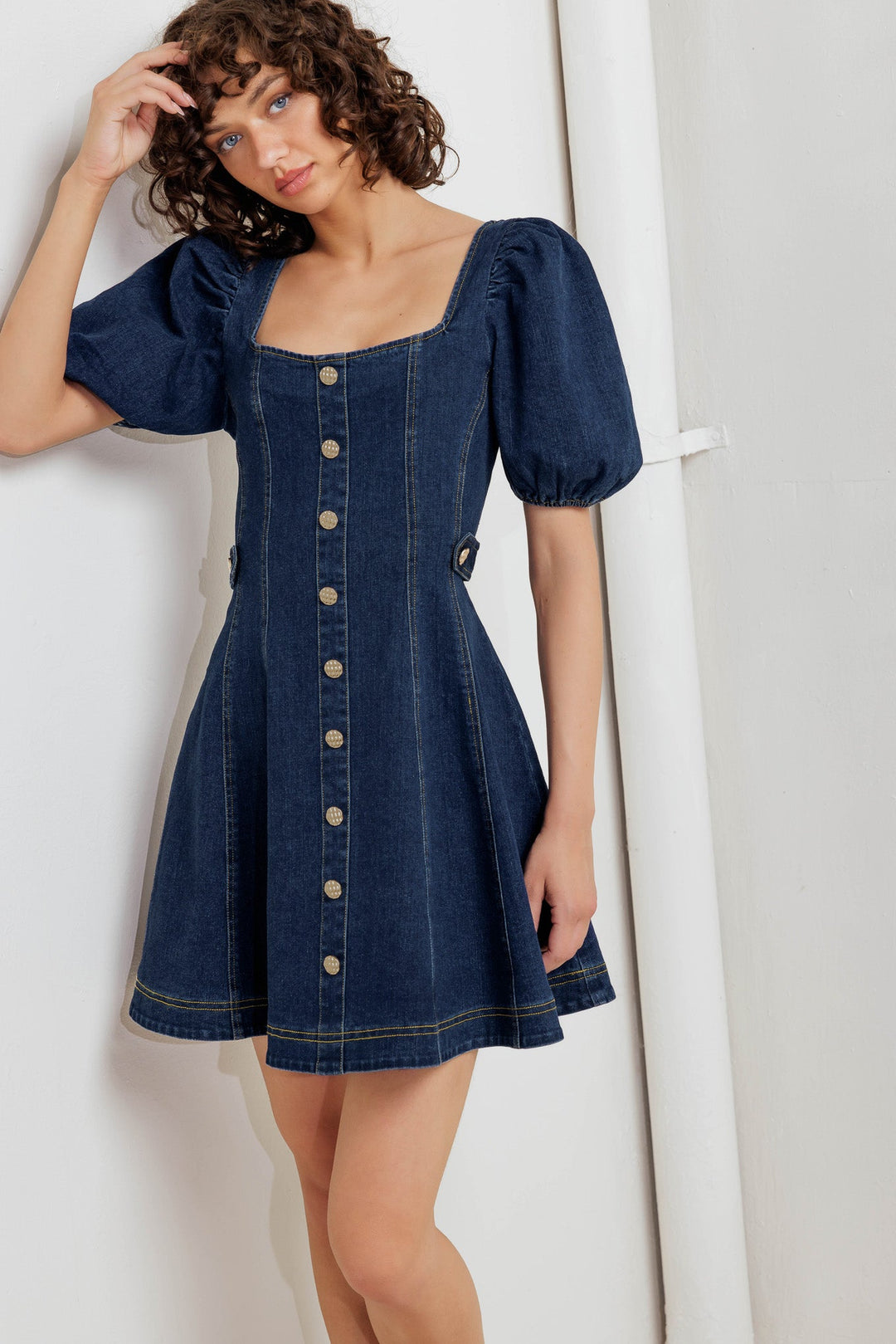 PUFF & PLAY DENIM MINI DRESS